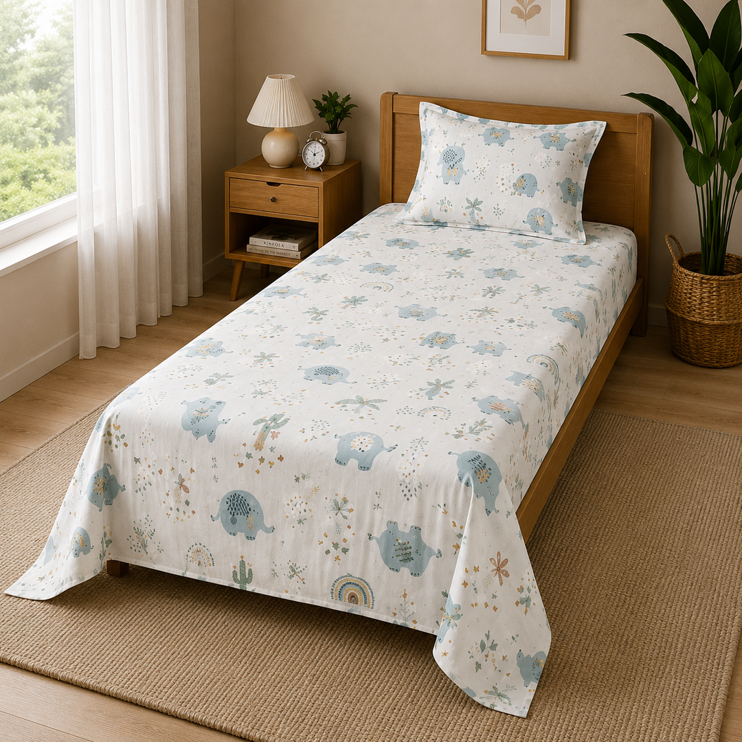 Kids Playful Duck Print Bedsheet