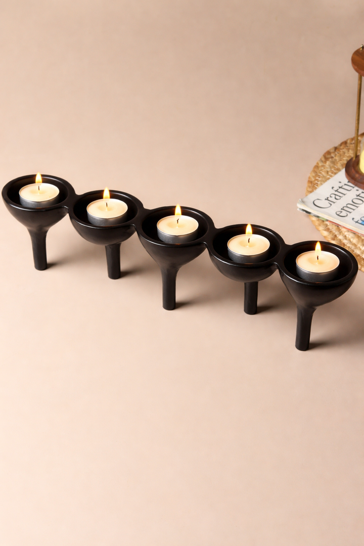 Expobazaar Rivera Candle & T-Light holder medium Black