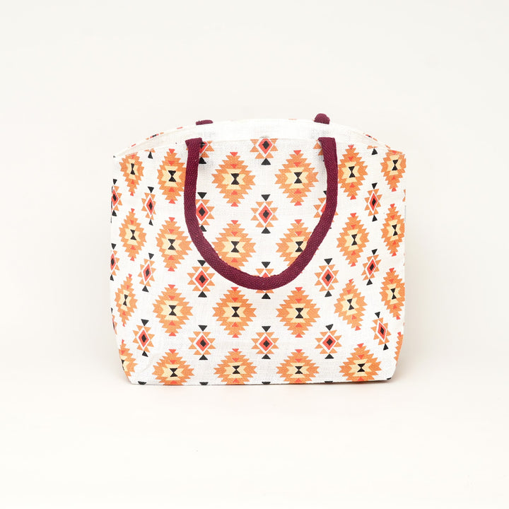 Tribal Print Jute Carry Bag, View 3