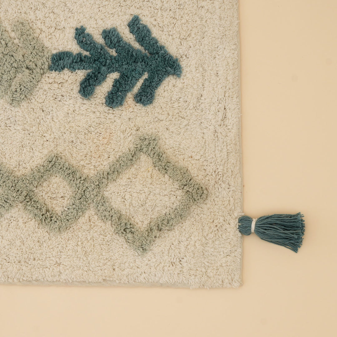 Blue Tribal Arrow Tufted Cotton Bath Mat, View 4