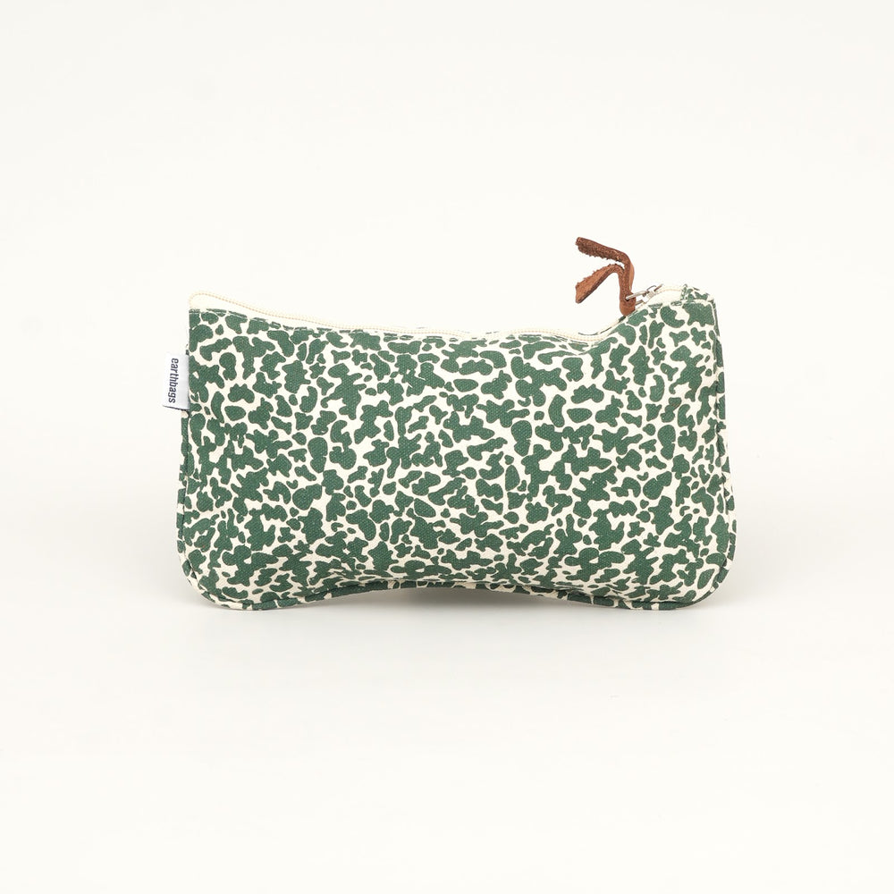 Teal Leopard Print Canvas Zipper Pouch, View 2