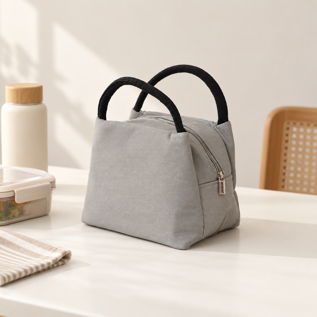 Thermal Insulated Canvas Lunch Bag, Grey, View 6