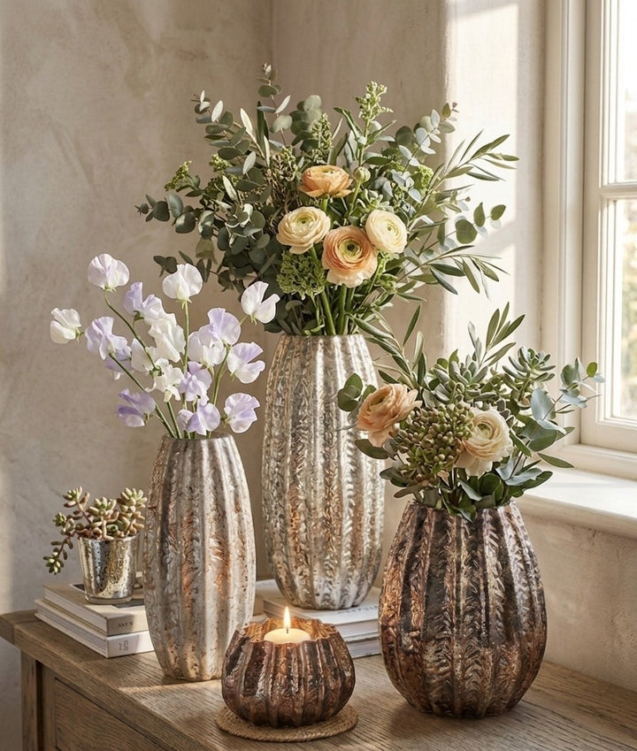 Expobazaar Antique Grey Glass Candle Holder