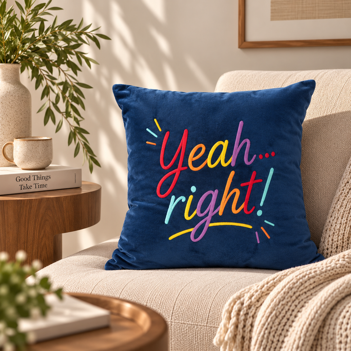 Quote Velvet Cushion Cover 46 x 46 cm, Yeah Right, view 4