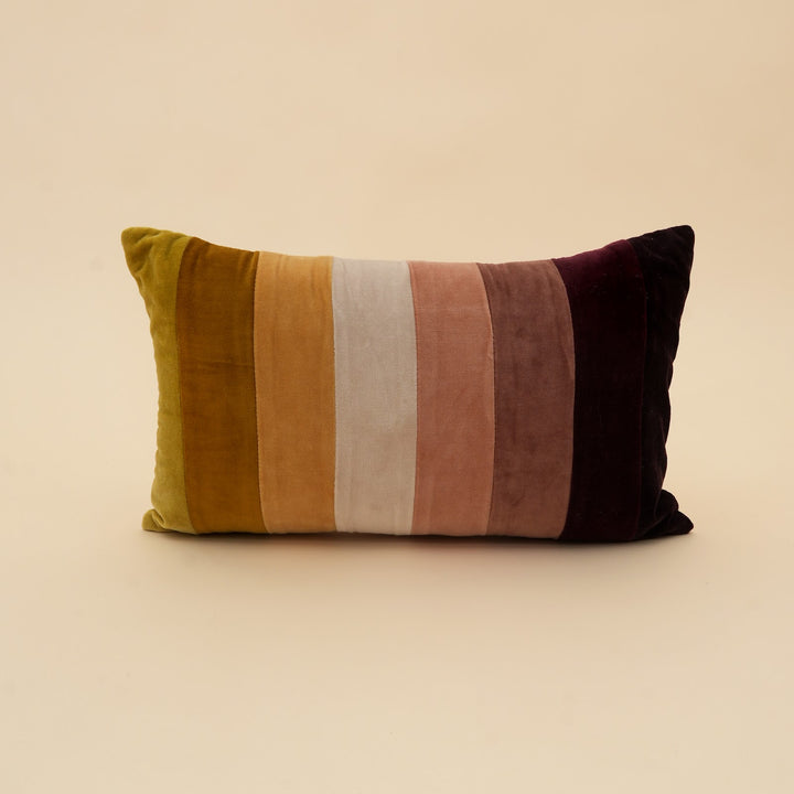 Multi Stripe Velvet Lumbar Cushion, View 3