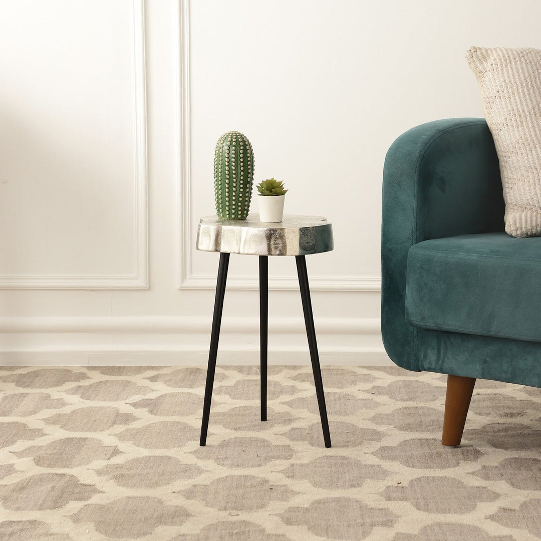 Expobazaar Sawed Log Side Table in Silver