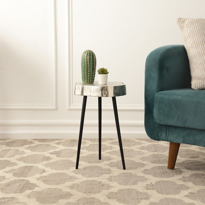 Expobazaar Sawed Log Side Table in Silver