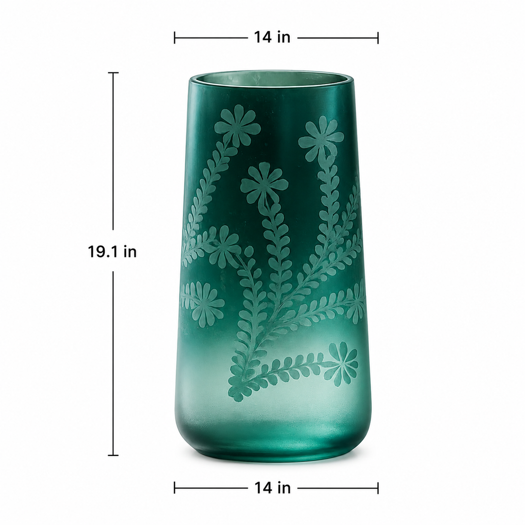 Glass Flower Vase, Rama Green