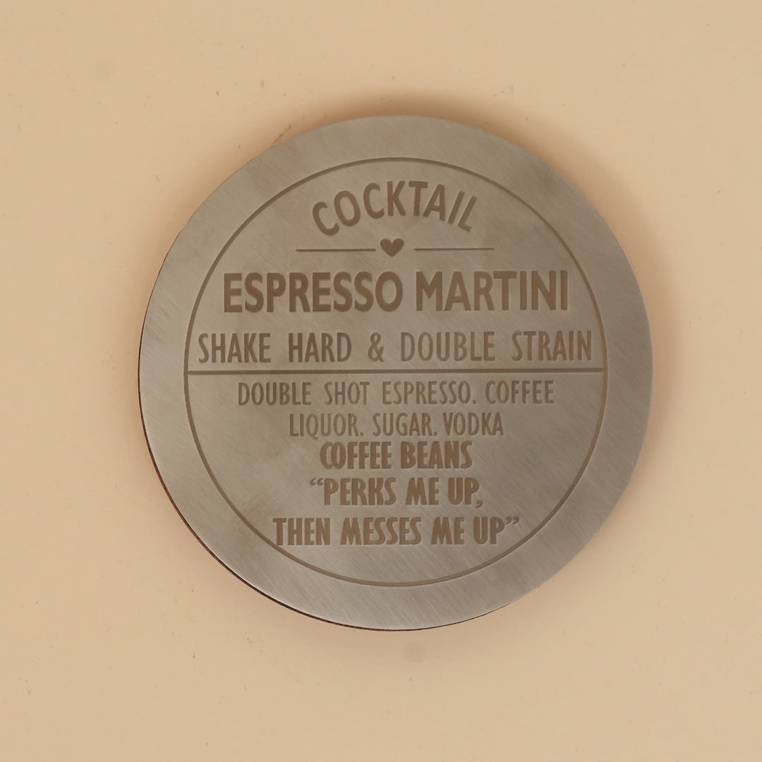 Metal and wood cocktail coasters