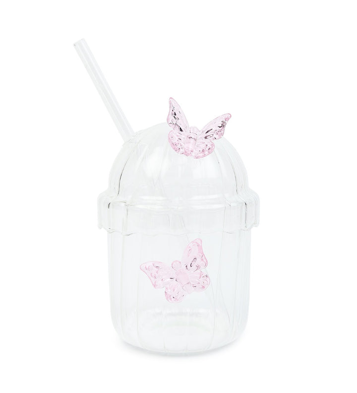 Titli Bella Butterfly Ribbed Tall Glass Tumbler view 4