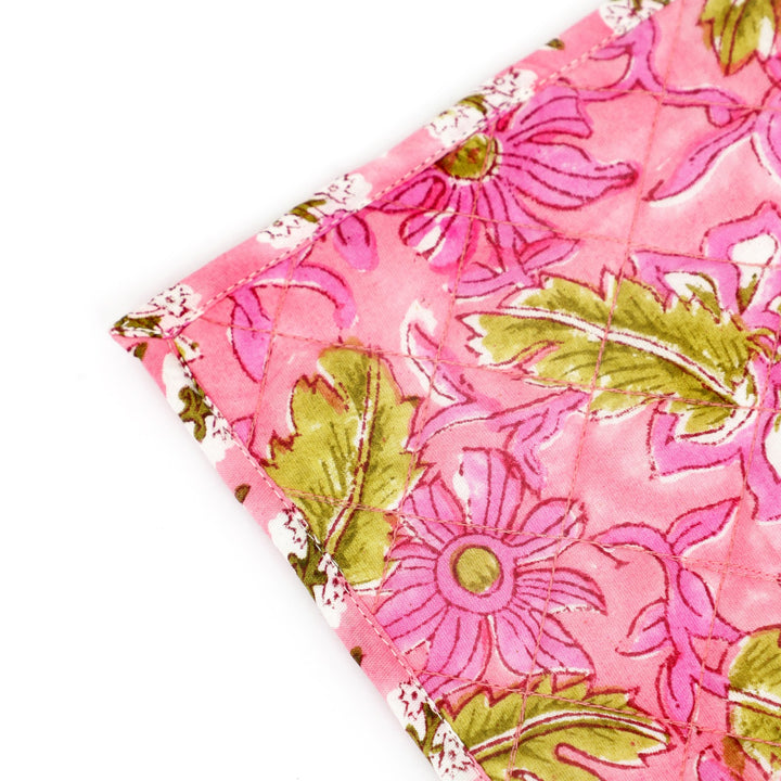 Hand Block Cotton Kitchen Apron Set, Magenta, view 8