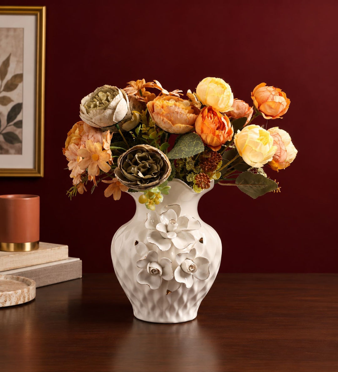 Odetta Fleur Three Blossom Porcelain Vase view 2