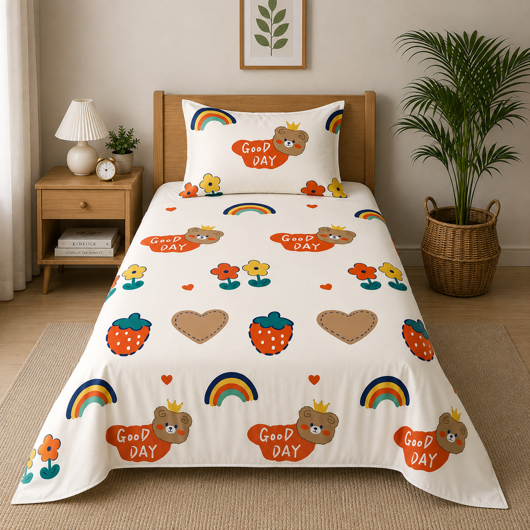 Kids Playful Rainbow Print Bedsheet
