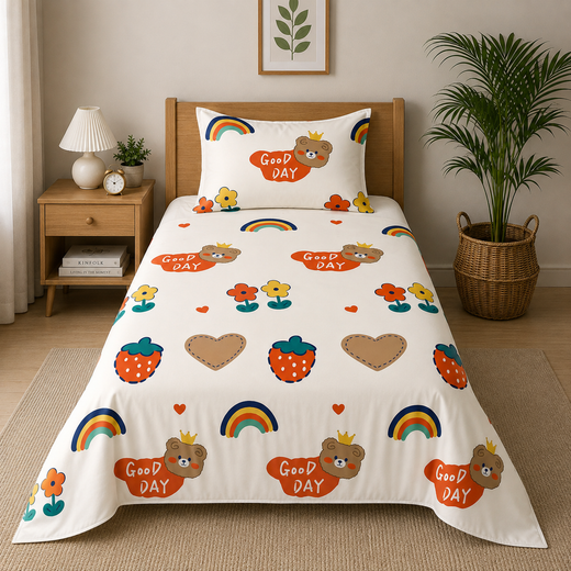 Kids Playful Rainbow Print Bedsheet