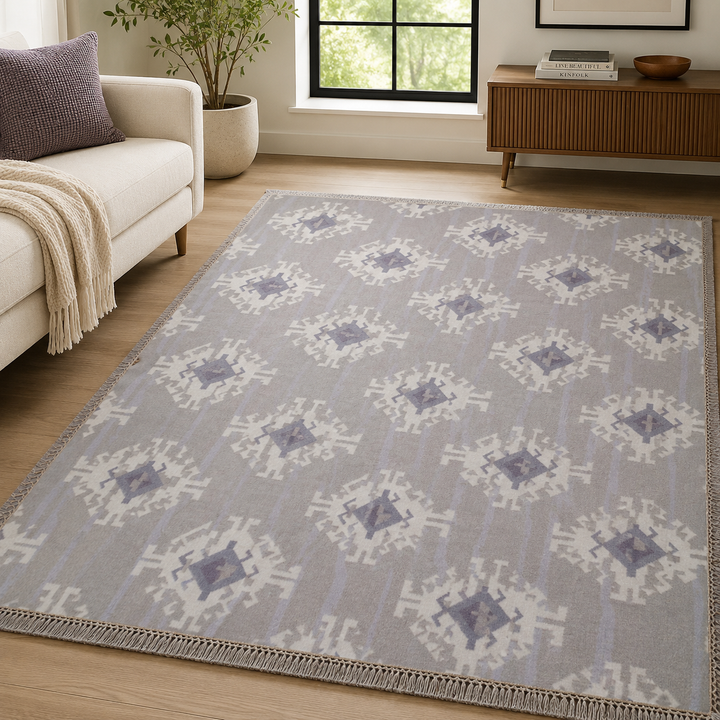 Expobazaar handwoven wool patch kilim rug VCD-10046
