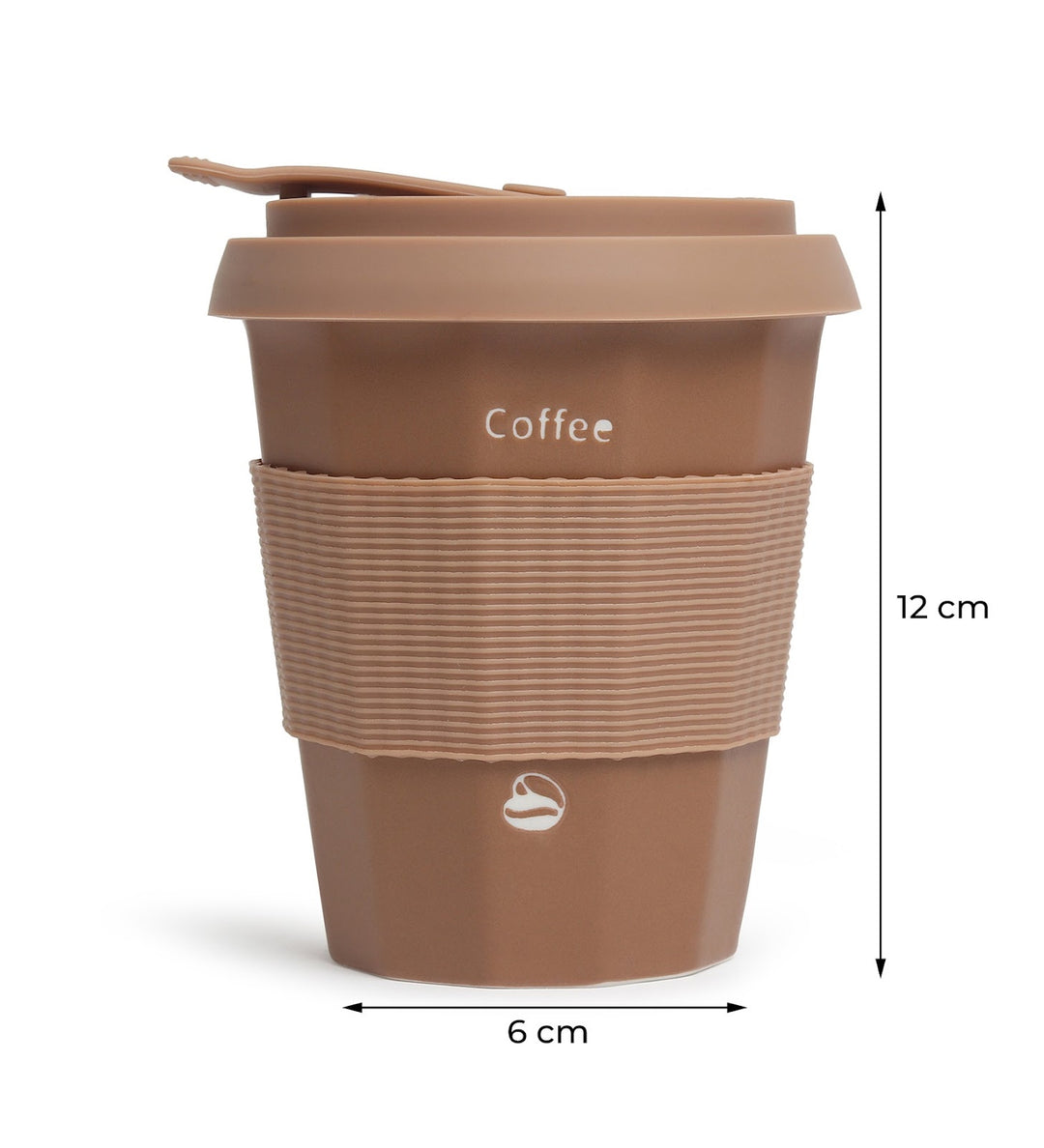 Milo Happy Ceramic Coffee Tumbler with Lid and Strap Brown view 3