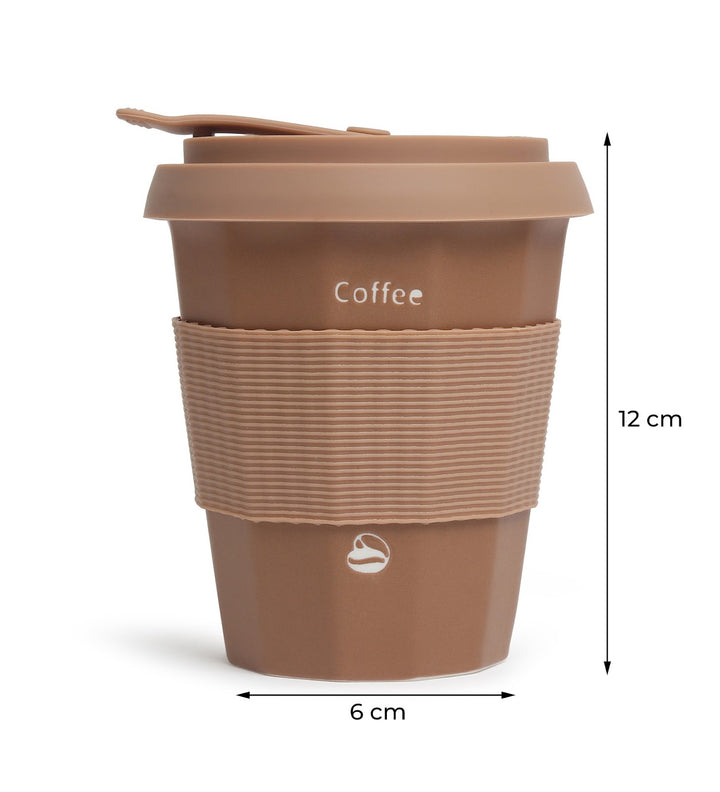 Milo Happy Ceramic Coffee Tumbler with Lid and Strap Brown view 3