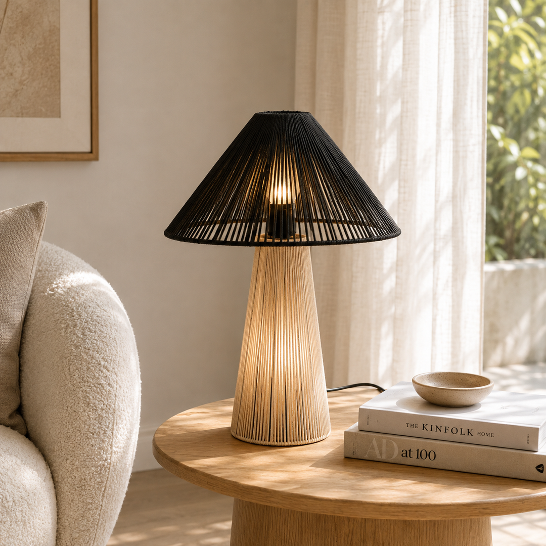 Rope & Iron Table Lamp for Living Room & Bedroom