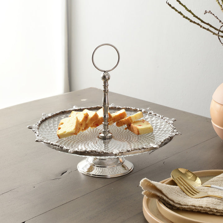 Expobazaar Crystal Spike Cake Stand In Silver
