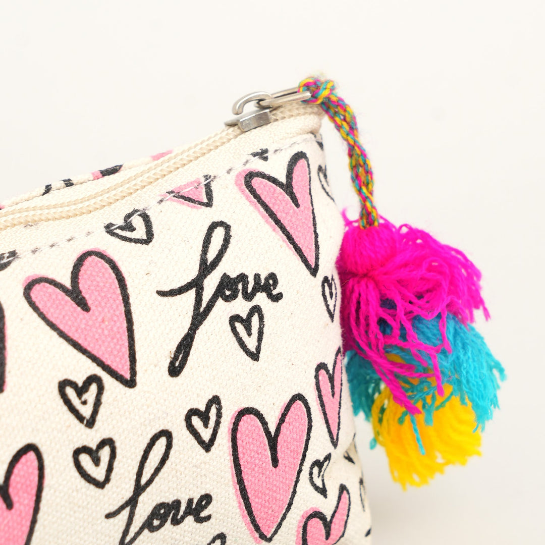 Heart Print Tassel Pencil Pouch, View 5