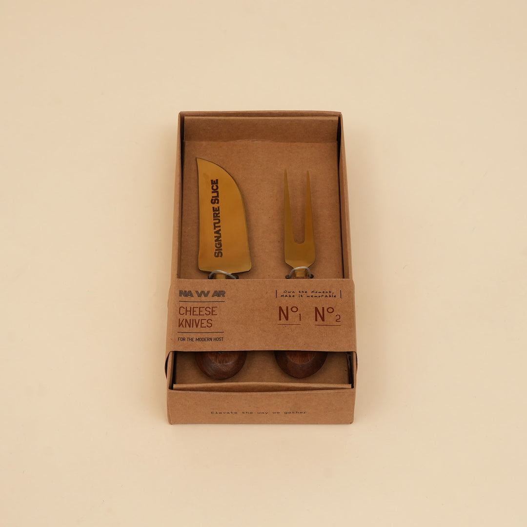 Cheese knife and spreader serving set