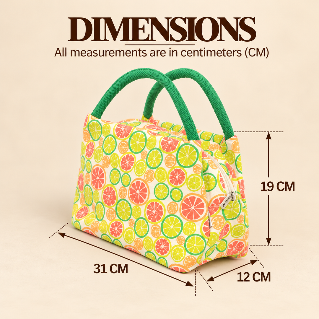 Insulated Canvas Lunch Tote, Orange and Lime