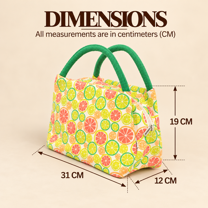 Insulated Canvas Lunch Tote, Orange and Lime