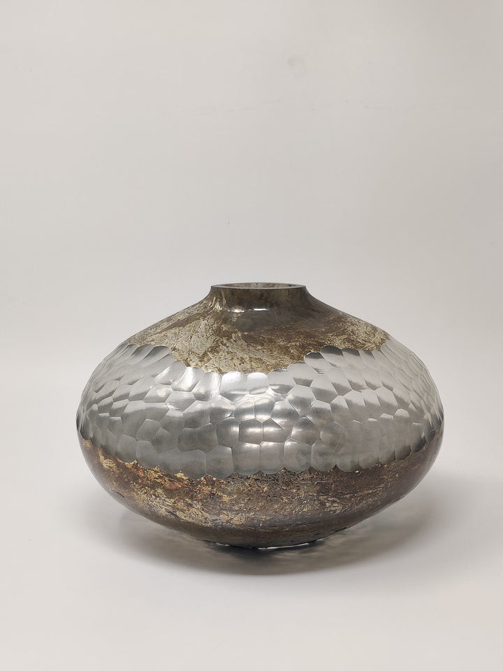 Expobazaar Antique Aluminium Mid Chisel Cut Vase
