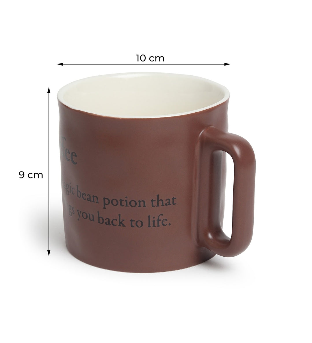 Quip Ceramic Coffee Mug with Playful Inscription Brown view 3