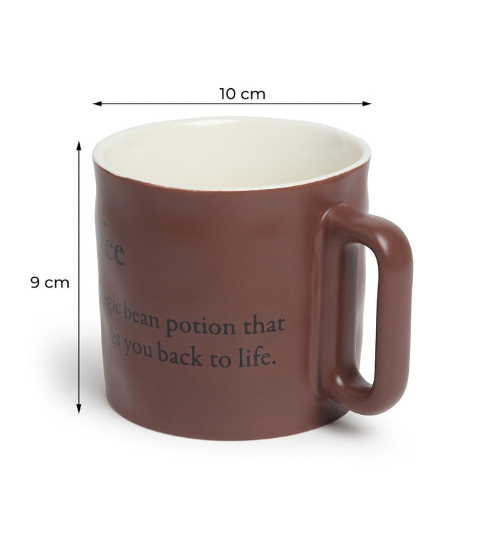 Quip Ceramic Coffee Mug with Playful Inscription Brown view 3