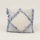 Blue Bay Diamond Cotton Cushion in blue and beige