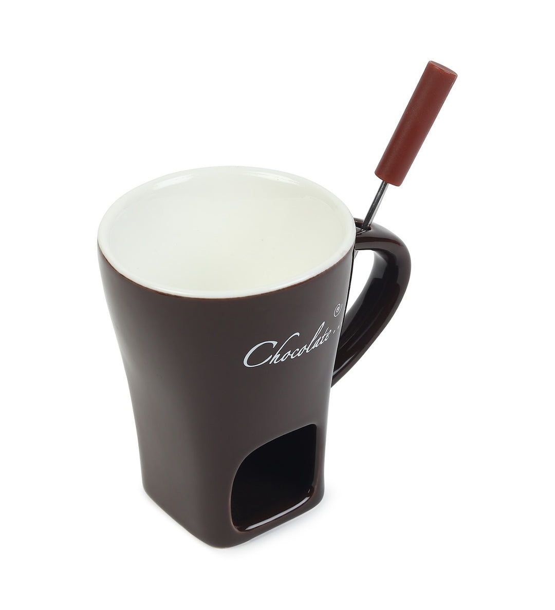 Choc Affair Ceramic Chocolate Fondue Cup with Candle Warmer Brown view 5