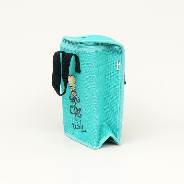 Insulated Jute Lunch Bag, Chef Print, View 2