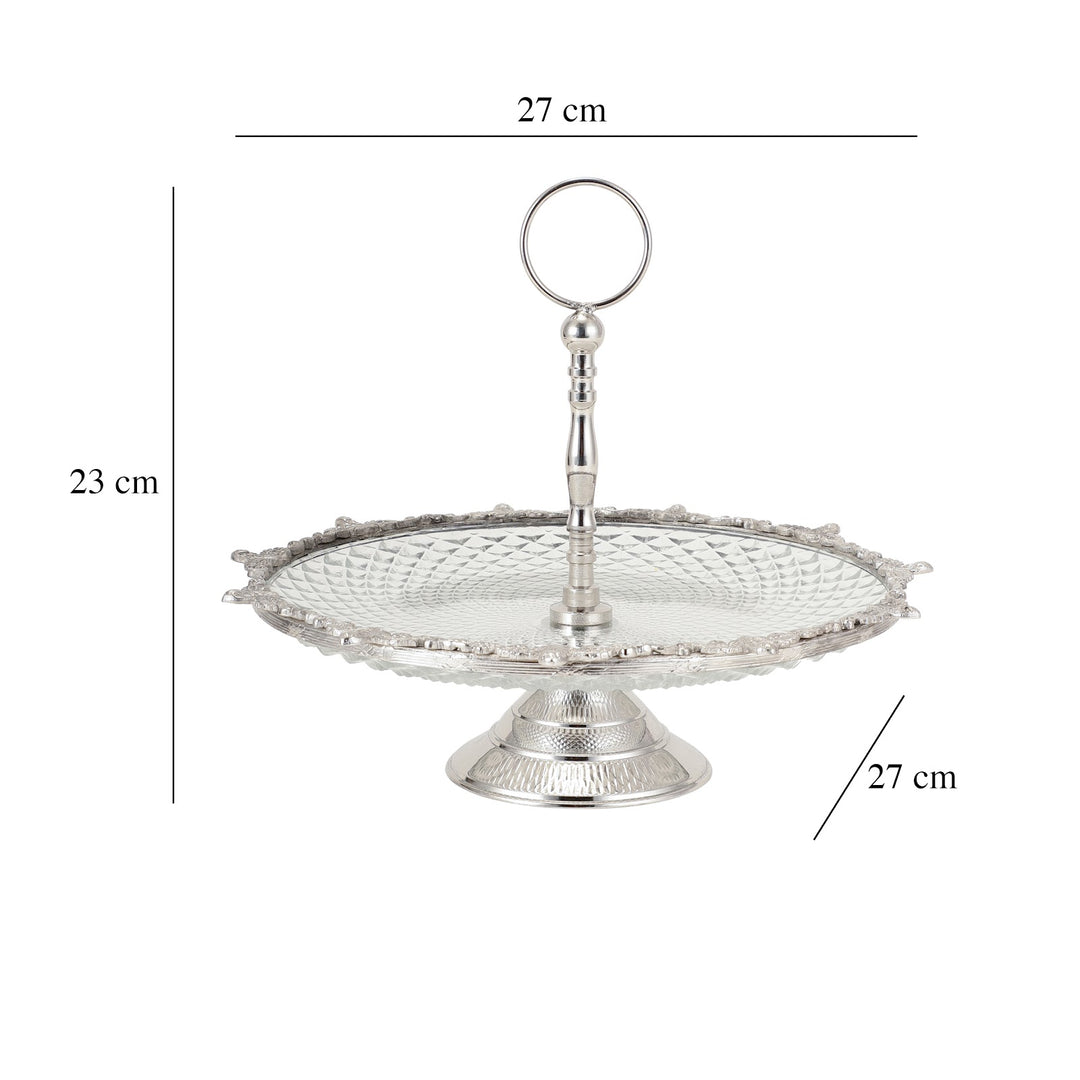 Expobazaar Crystal Spike Cake Stand In Silver