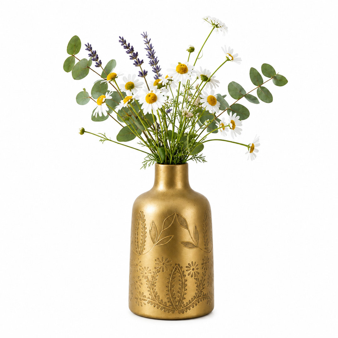Glass Flower Vase, Gold