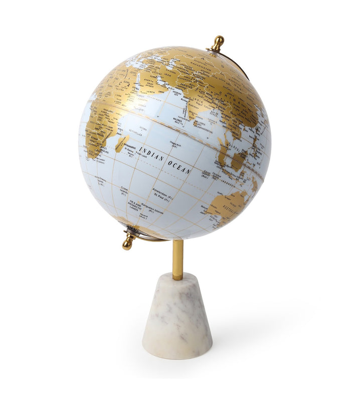 Aerion Ivory and Gold Decorative World Globe on Marble Base view 5