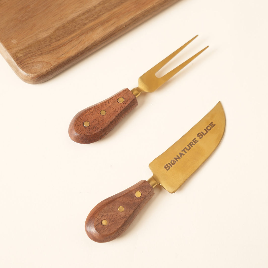 Cheese knife and spreader serving set