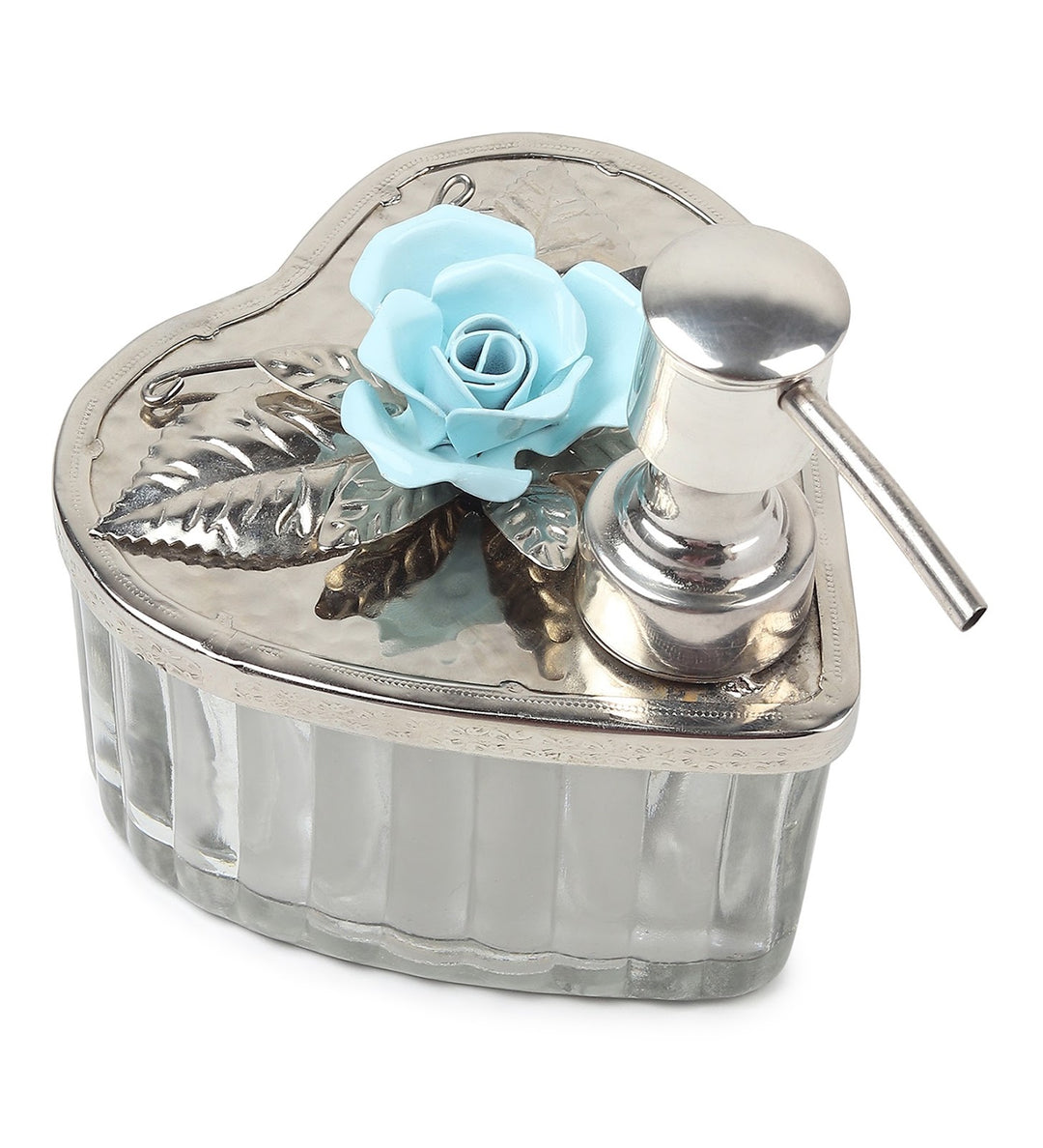 Petal Eclat Soap Dispenser with Floral Bloom Accent Blue view 5