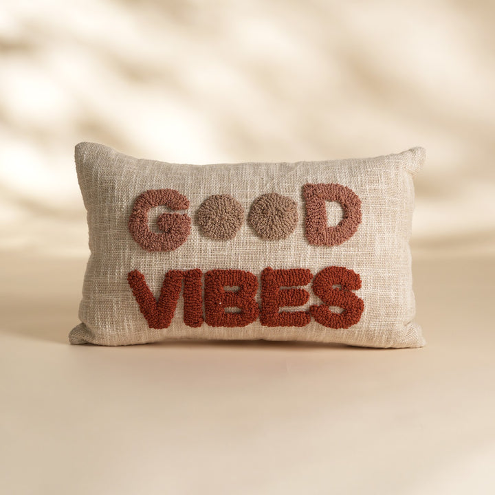 Good Vibes Tufted Lumbar Cushion, Rust, View 2