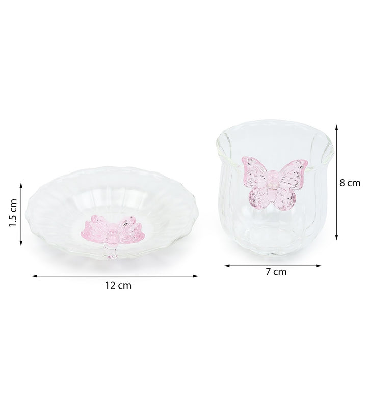 Titli Mira Butterfly Glass Cup and Saucer view 3
