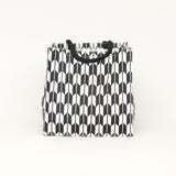 Black and White Geometric Jute Lunch Bag