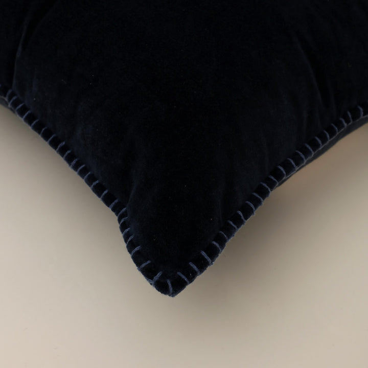 Indigo Velvet Blanket Stitch Cushion, View 2