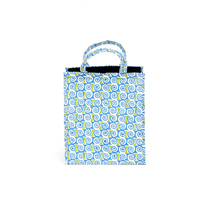 Insulated Cotton Lunch Bag Set of 2, Blue Paisley Spiral, view 2
