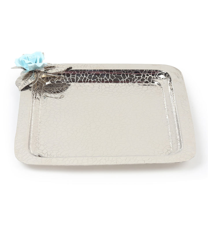 Petal Eclat Square Stainless Steel Serving Tray Blue view 4