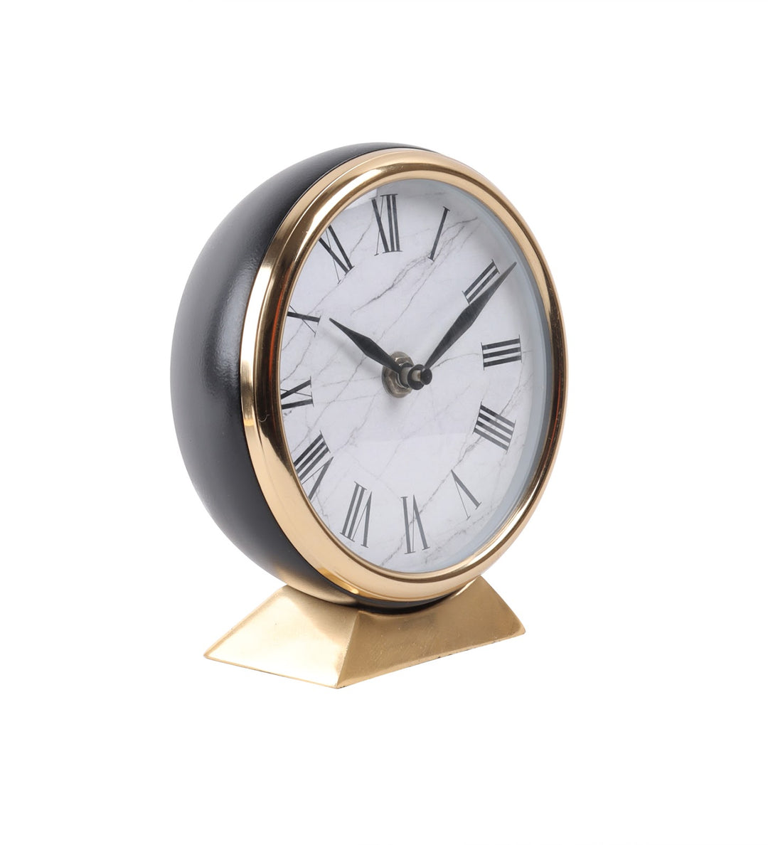 Expobazaar Mab Roman Black Aluminium Analog Table Clock