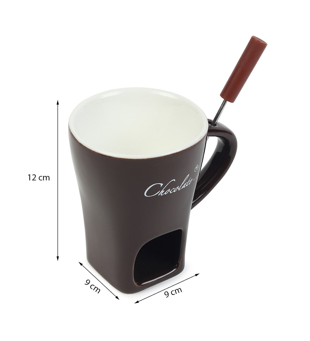 Choc Affair Ceramic Chocolate Fondue Cup with Candle Warmer Brown view 3