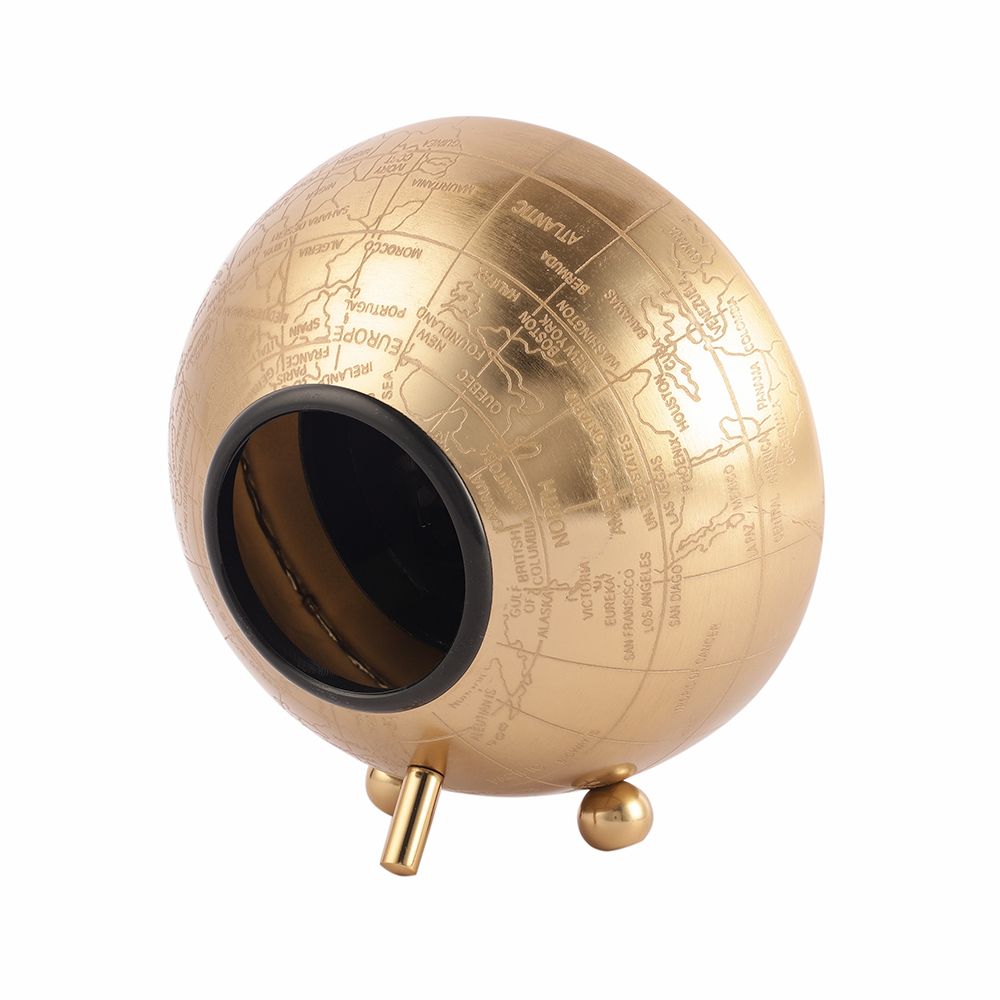 Expobazaar World Gold Aluminium Table Clock