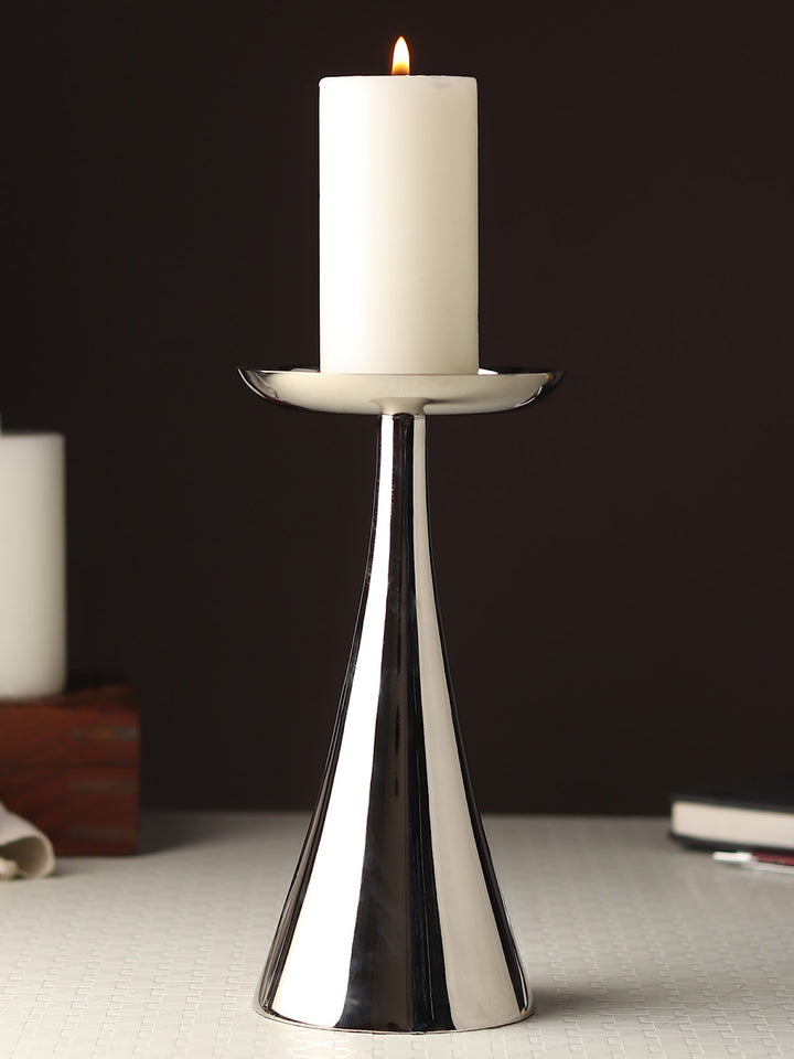 Expobazaar Aureus Tall Silver Pillar Candle Stand
