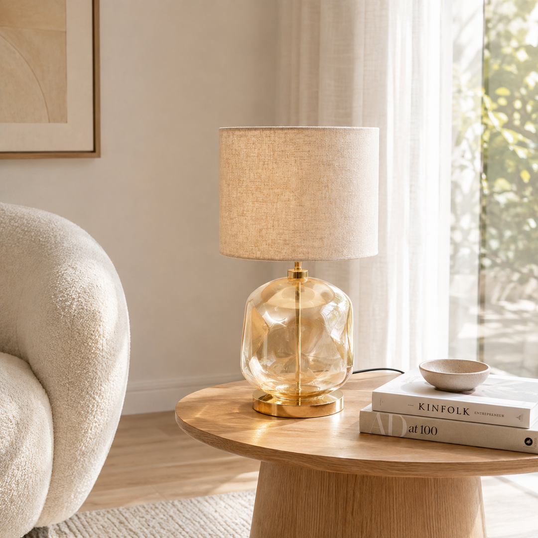 Frosted Glass Table Lamp for Living Room & Bedroom - Gold