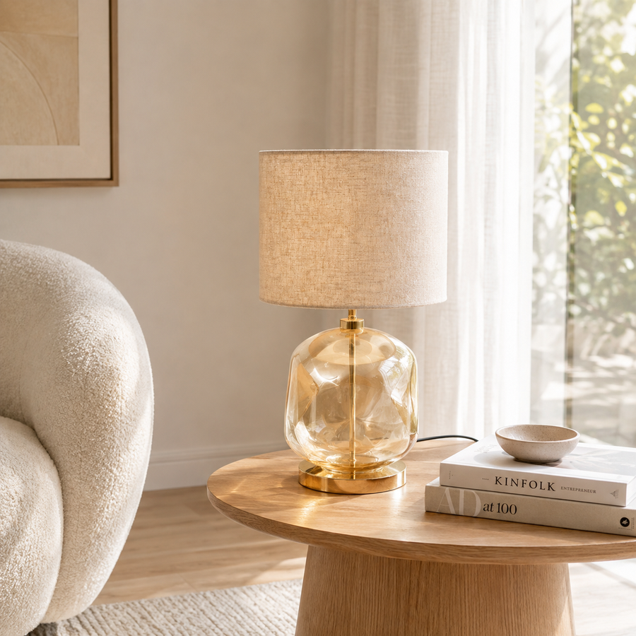 Frosted Glass Table Lamp for Living Room & Bedroom - Gold
